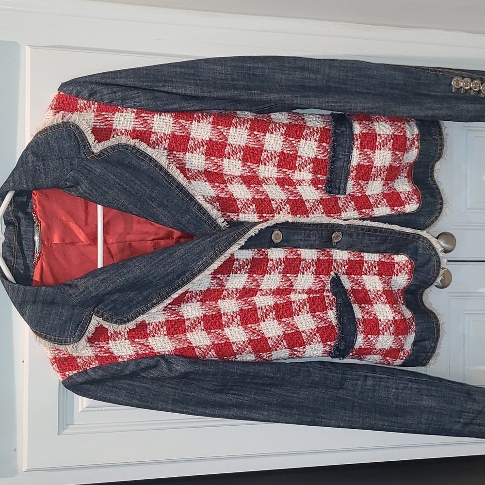 RARE**DOLCE & GABANA**JEAN & TWEED BLAZER** RED/BLUE
